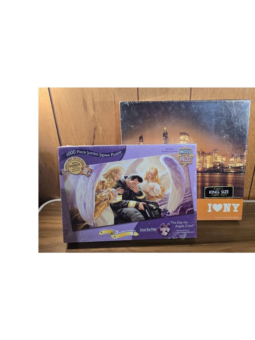(2) 1000 Piece NY PUZZLES - FDNY Day Angels Cried & I LOVE NY LOT